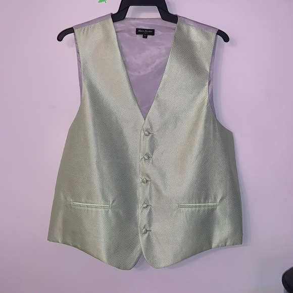 Mens mint green button suit vest - Picture 1 of 7